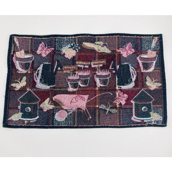 Placemats Set 6 Herb Garden Theme Bird Butterflies Red Hat Park B Smith Tapestry - Picture 8 of 10